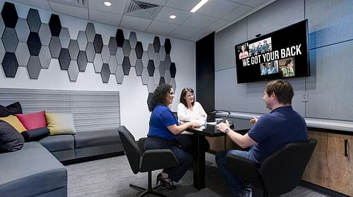 HAPO Credit Union acoustic meeting room reduces noise to create a more comfortable employee experience.